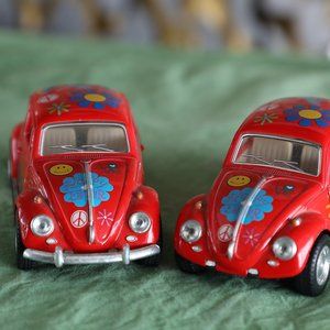 Set of two VW Love Bug Toy Cars